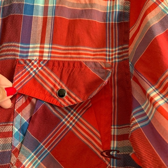 Oneill Women’s Plaid Red Pink Snap On Button Down Long Sleeve Shirt Size… - Picture 17 of 17